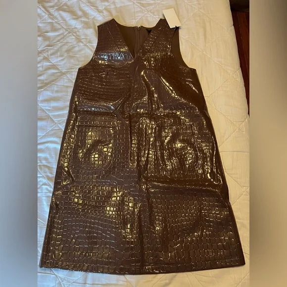 Halogen x Atlantic-Pacific Mini Dress Pockets Crocodile Print Small New Lining - Picture 7 of 7